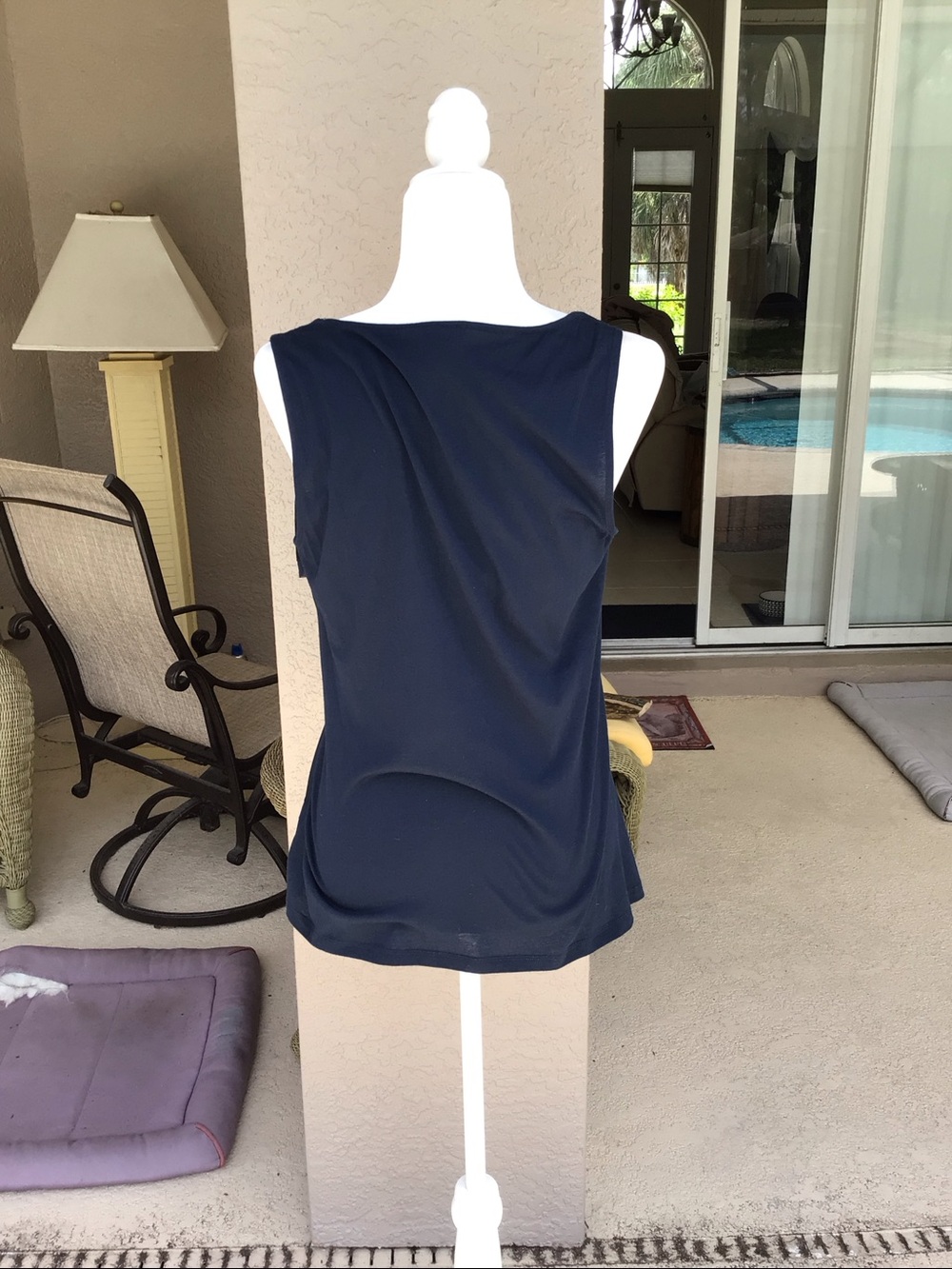NWT Ann Taylor navy ruffle tank top with - Picture 2 of 4